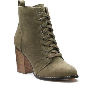 Candie’s Olive Green Faux Suede Heeled Boots